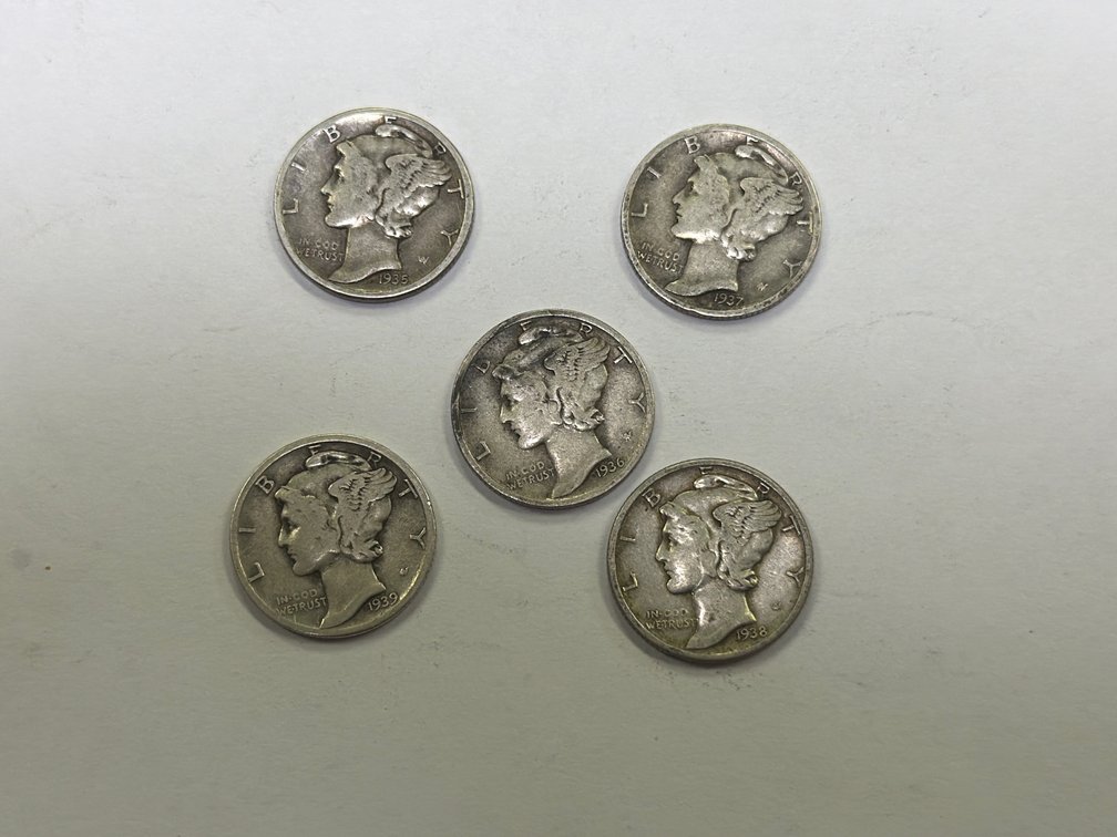 (5) MERCURY DIMES