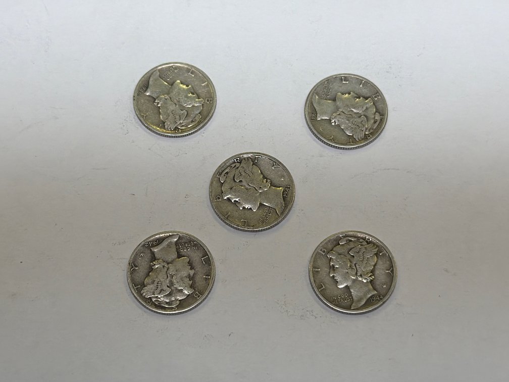(5) MERCURY DIMES