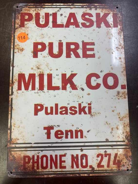 PULASKI PURE MILK CO. SIGN