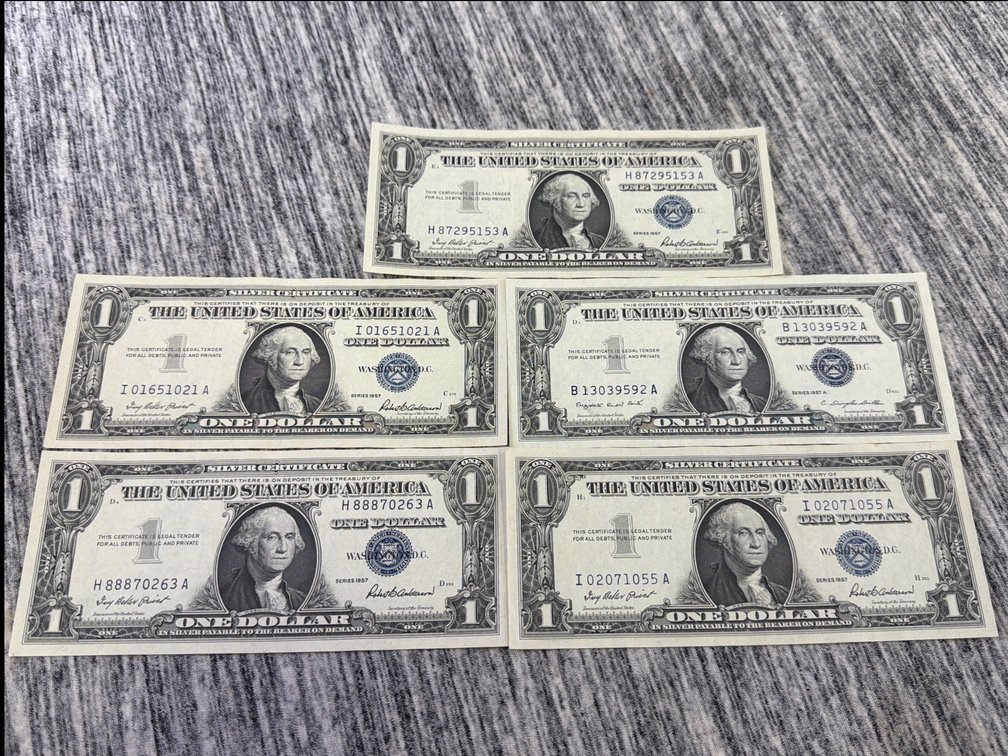 (5) BLUE SEAL $1 SILVER CERTIFICATES