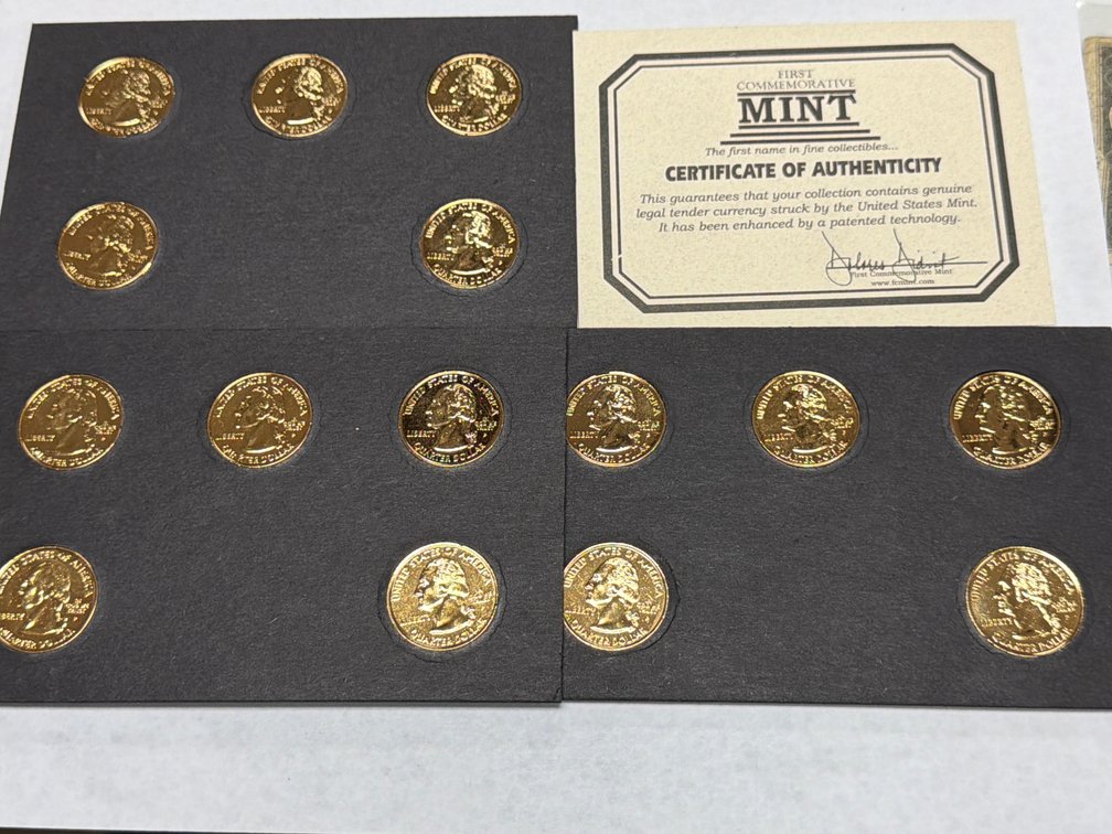 1999-2001 STATE QUARTERS 24K GOLD PLATED