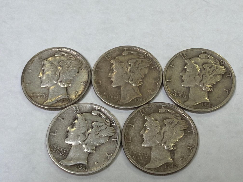 (5) MERCURY DIMES