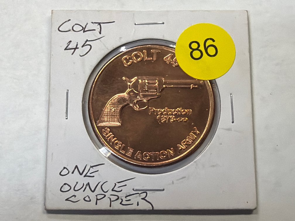COLT 45 ONE OUNCE COPPER ROUND
