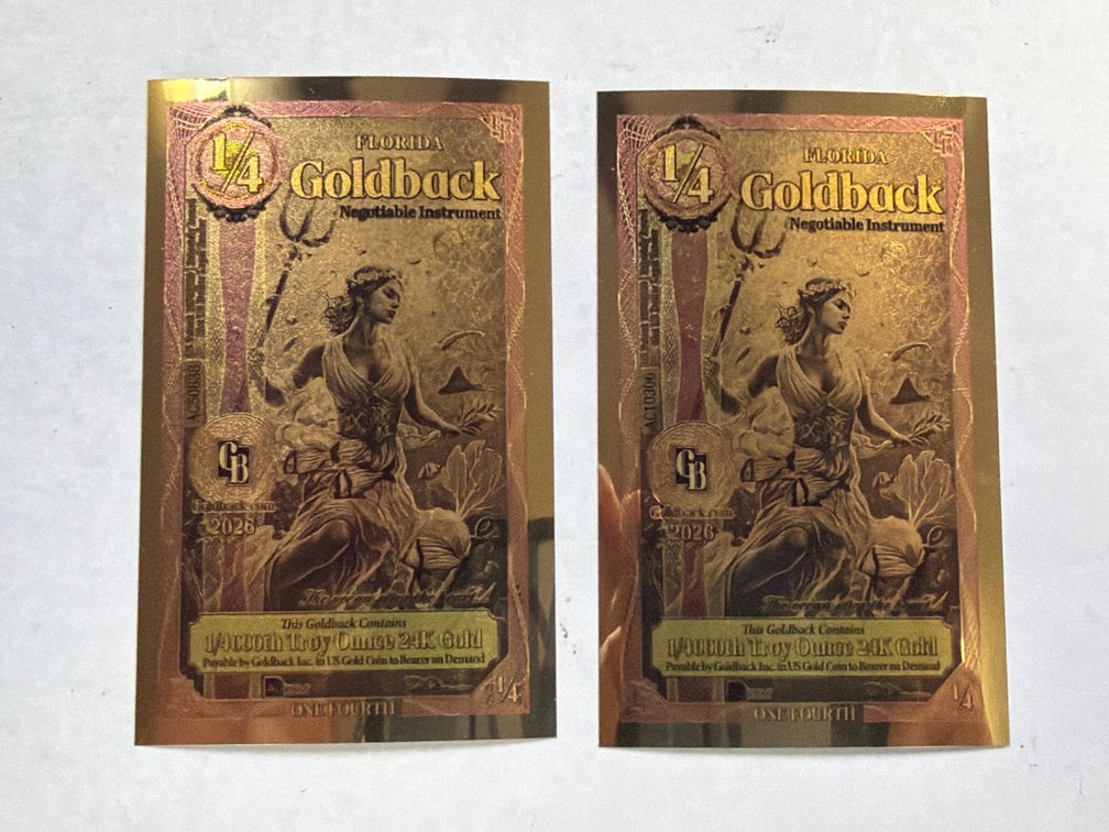 (2) TWO 1/4 GOLDBACKS