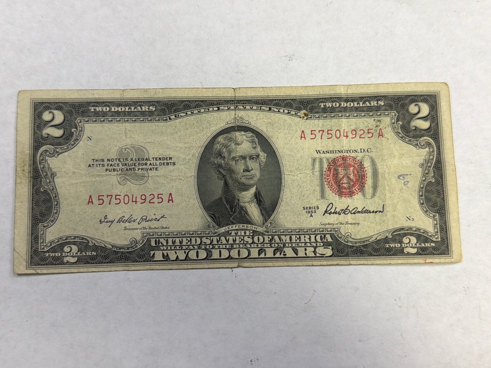 RED SEAL $2 BILL SERIES 1953A
