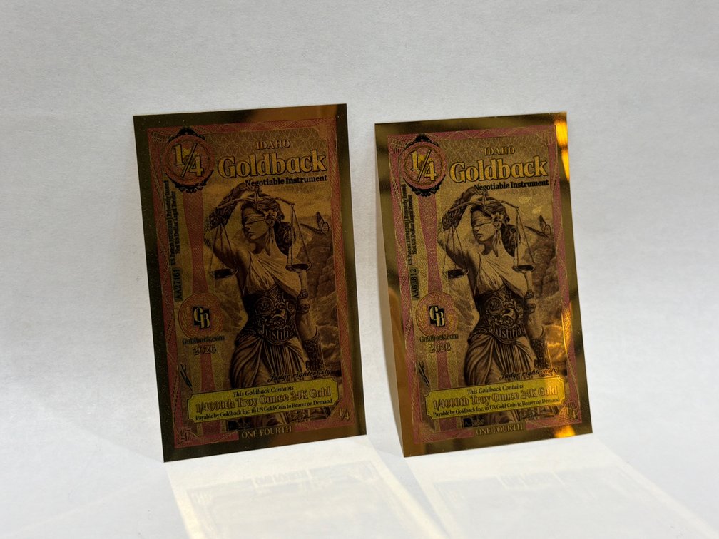 (2) 1/4 IDAHO GOLDBACK 1/4000TH TROY OZ 24K