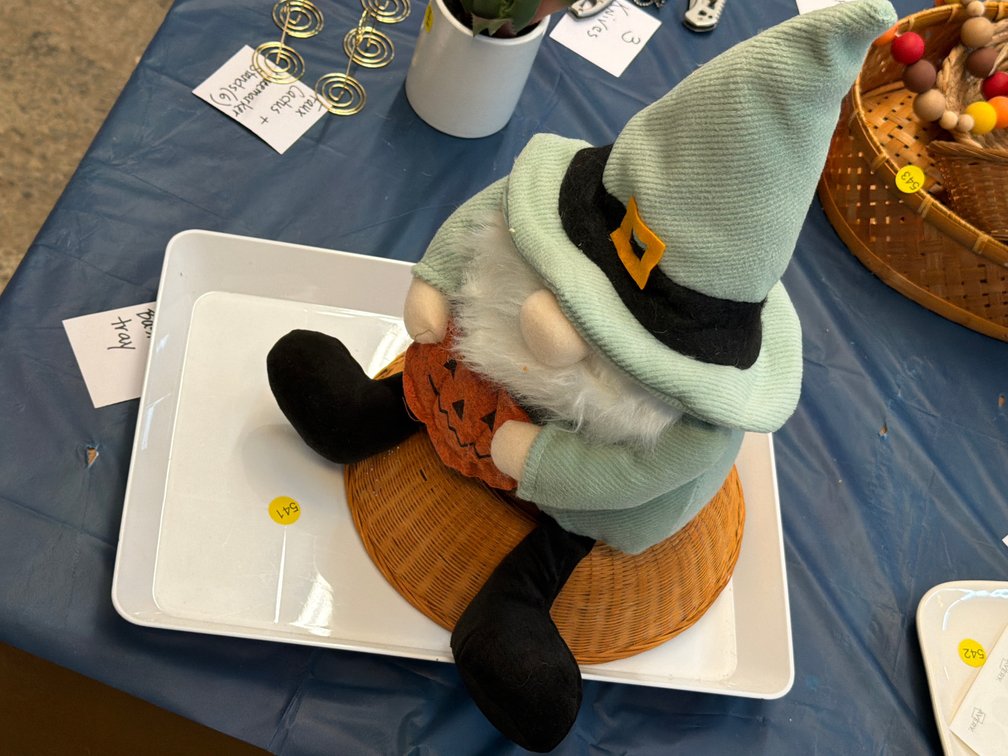 GNOME , BASKET ,& PLASTIC TRAY