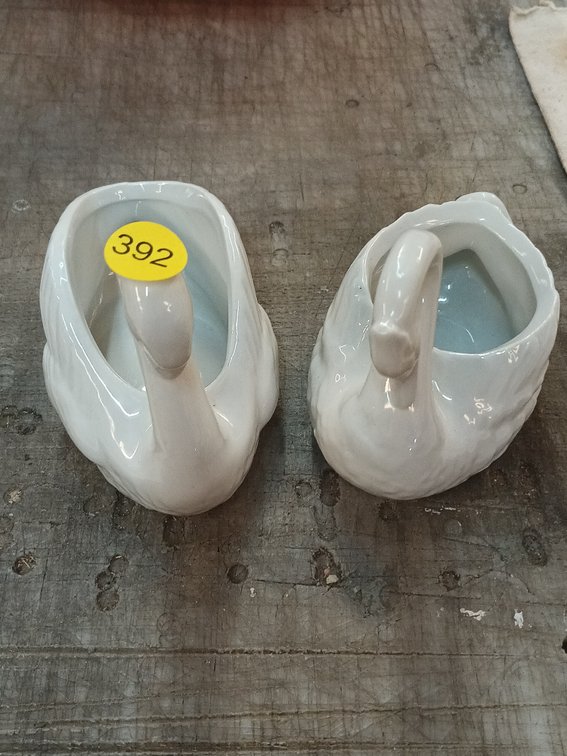 (2) GLASS SWAN TRINKET DISHES