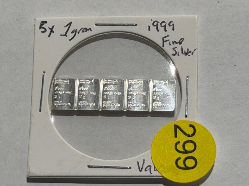 (5) 1 GRAM SILVER BARS