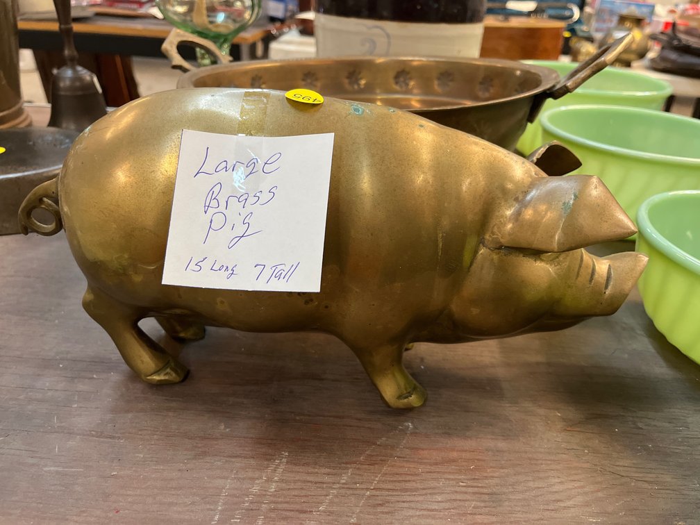 LARGE BRASS PIG