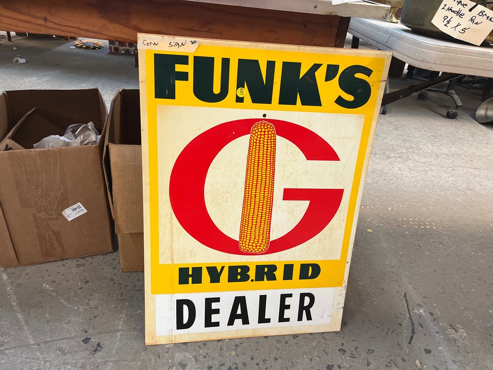 LARGE FUNKS CORN DEALER SIGN 20 x 28