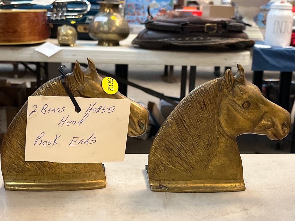 BRASS HORSE HEAD BOOKENDS