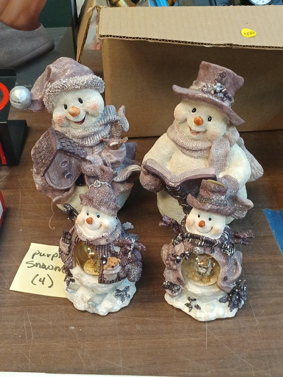 (4) PURPLE SNOWMEN