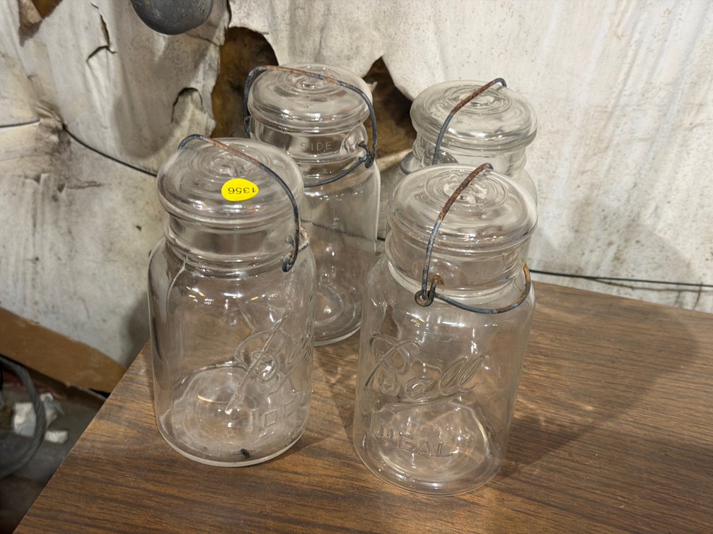 4 VINTAGE QUART BALL JARS