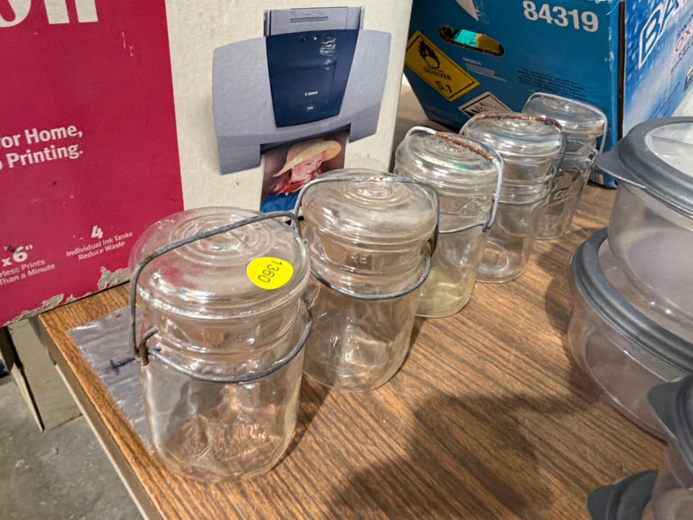 5 VINTAGE PINT BALL JARS