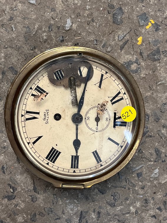 SMITHS EMPIRE SHIP BULKHEAD CLOCK WITH KEY