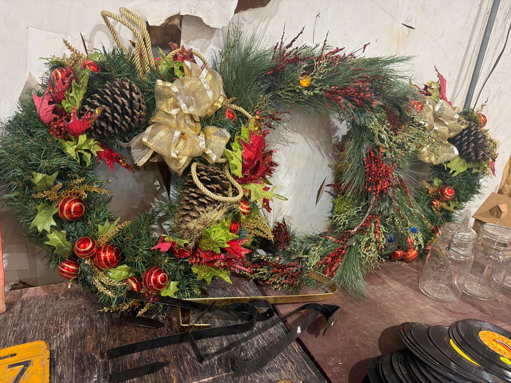 3 CHRISTMAS WREATHS AND DOOR HOOKS