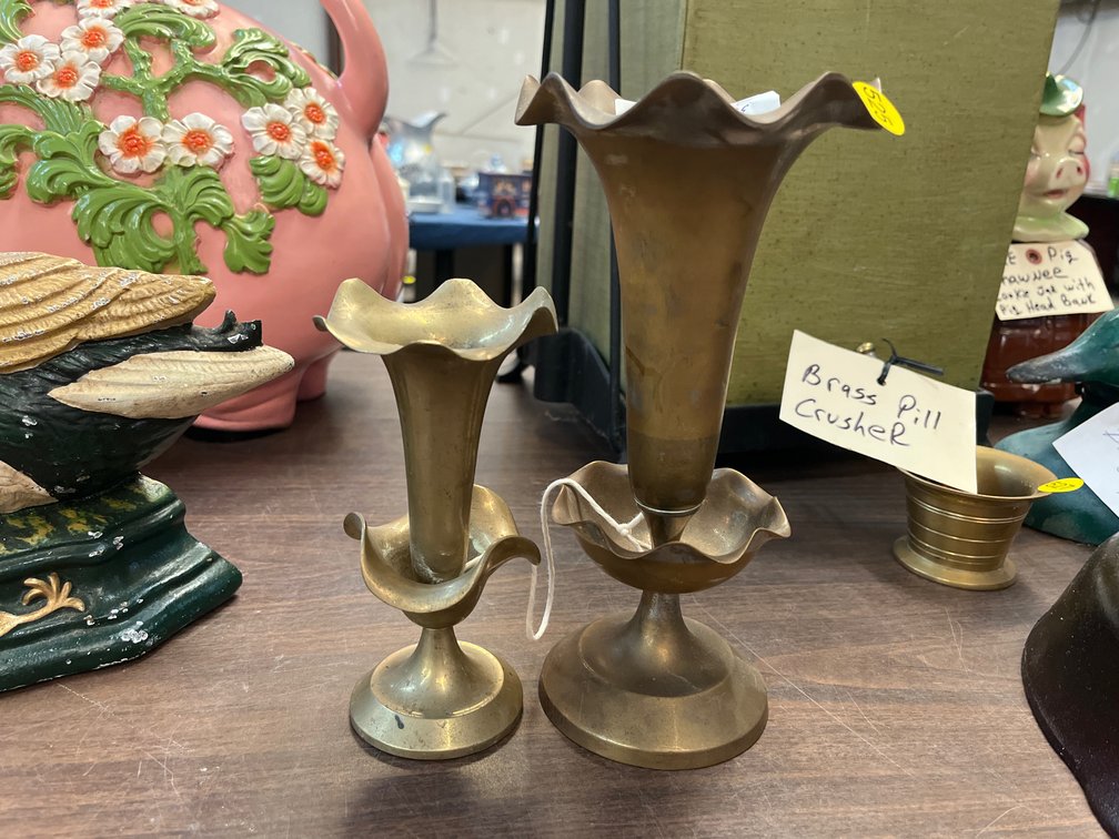 2 BRASS VASES