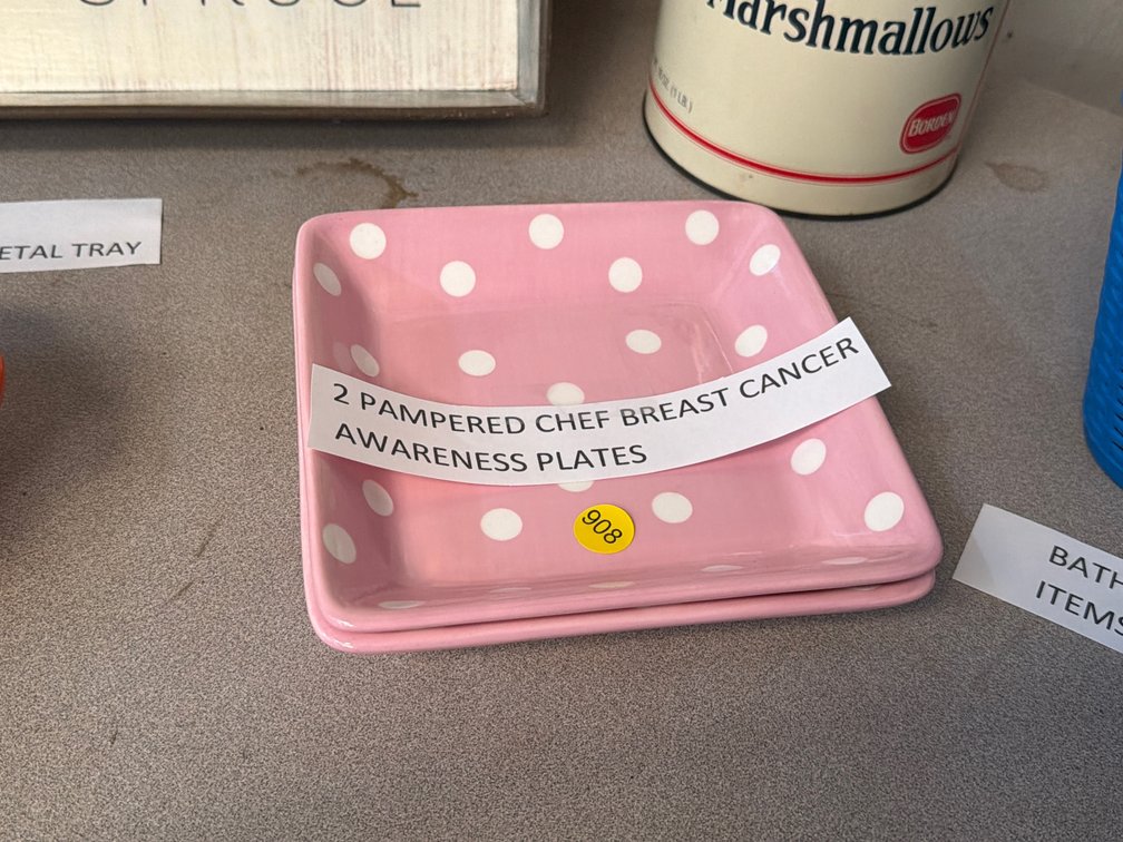 (2) PAMPERED CHEF BREAST CANCER AWARENESS PLATES