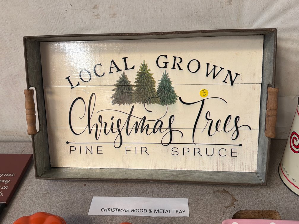 CHRISTMAS WOOD & METAL TRAY