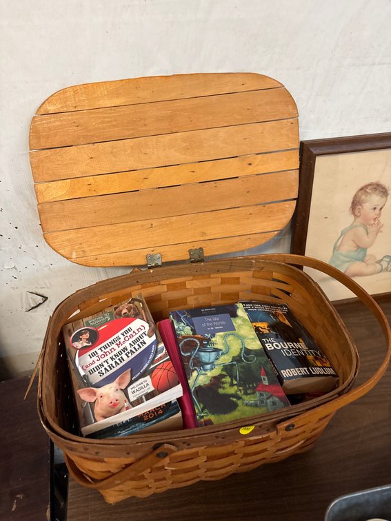 PICNIC BASKET FULL OF BOOKS