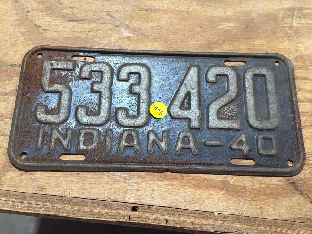 VINTAGE INDIANA LICENSE PLATE