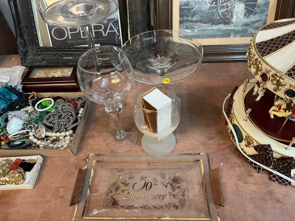 4 CANDLE HOLDERS AND 50th ANNIVERSARY TREY