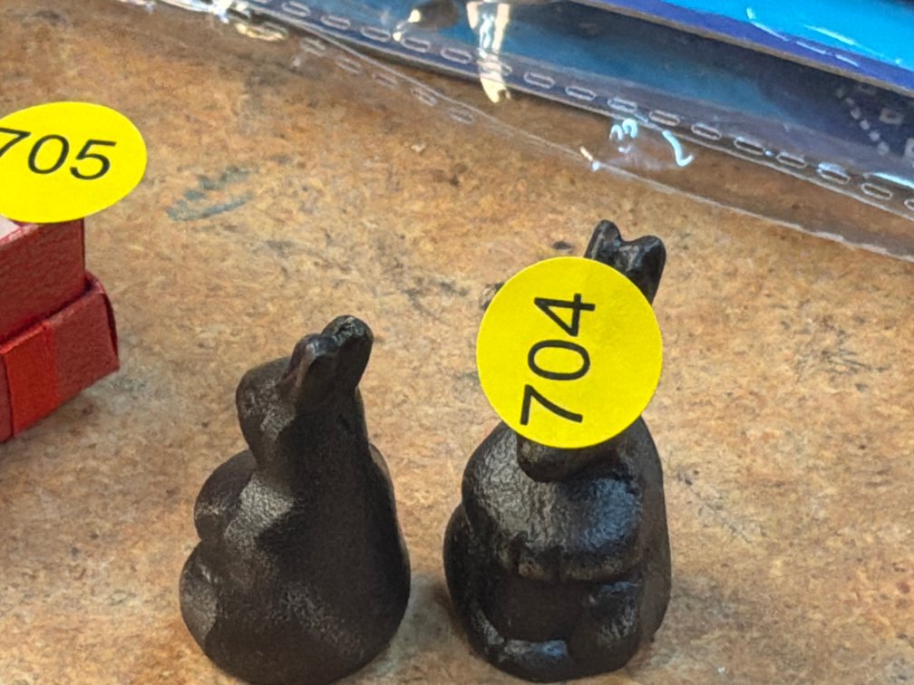 TWO MINI CAST IRON BUNNIES