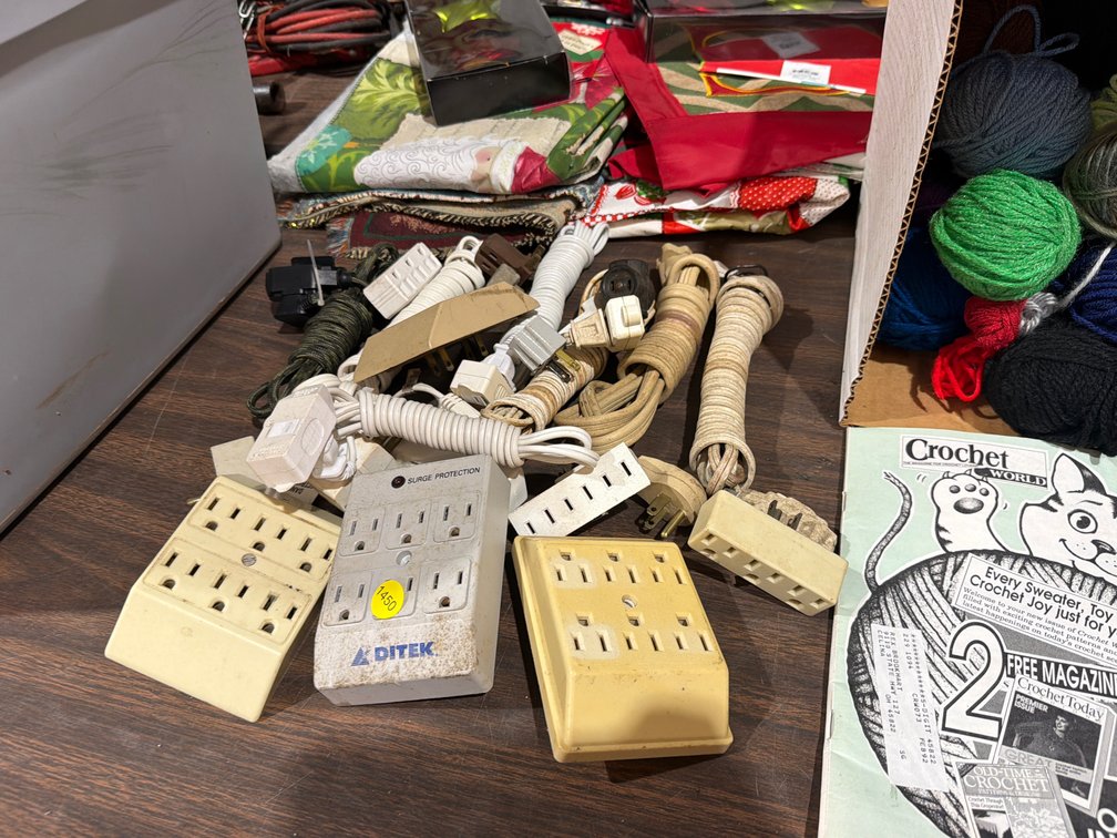 LOT OF SURGE PROTECTORS AND DROP CORDS