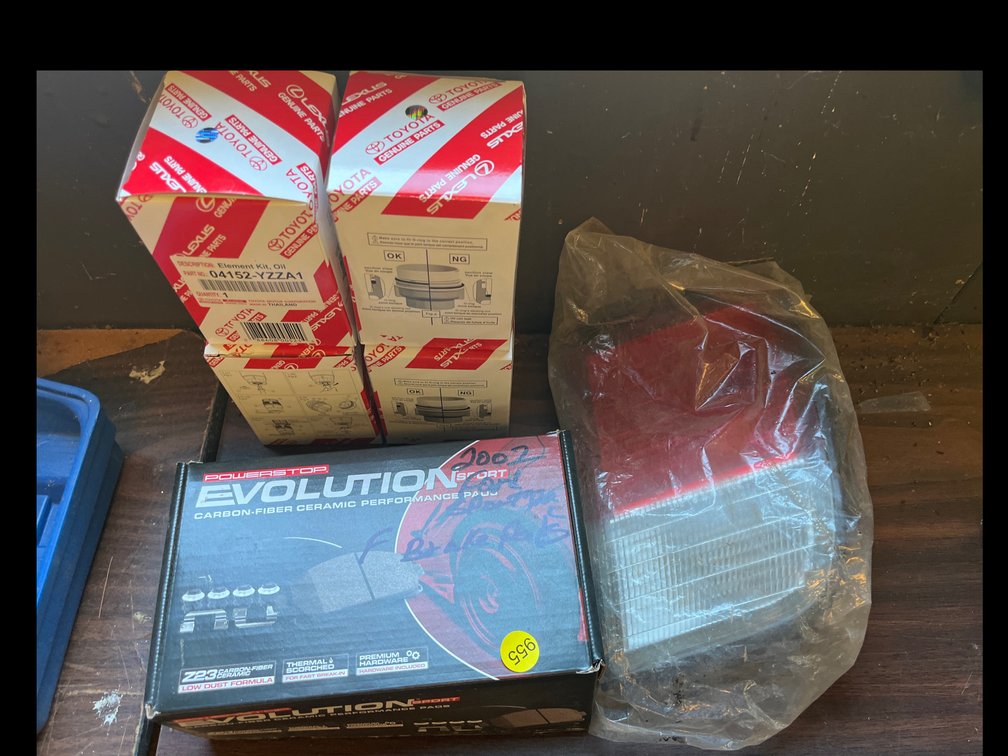 BRAKE PADS, TAIL LIGHT, OIL FILTERS