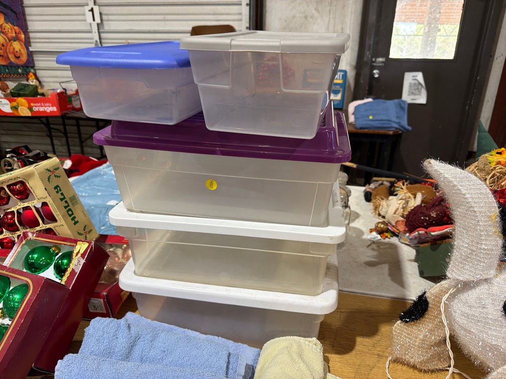 5 PLASTIC STORAGE BOXES