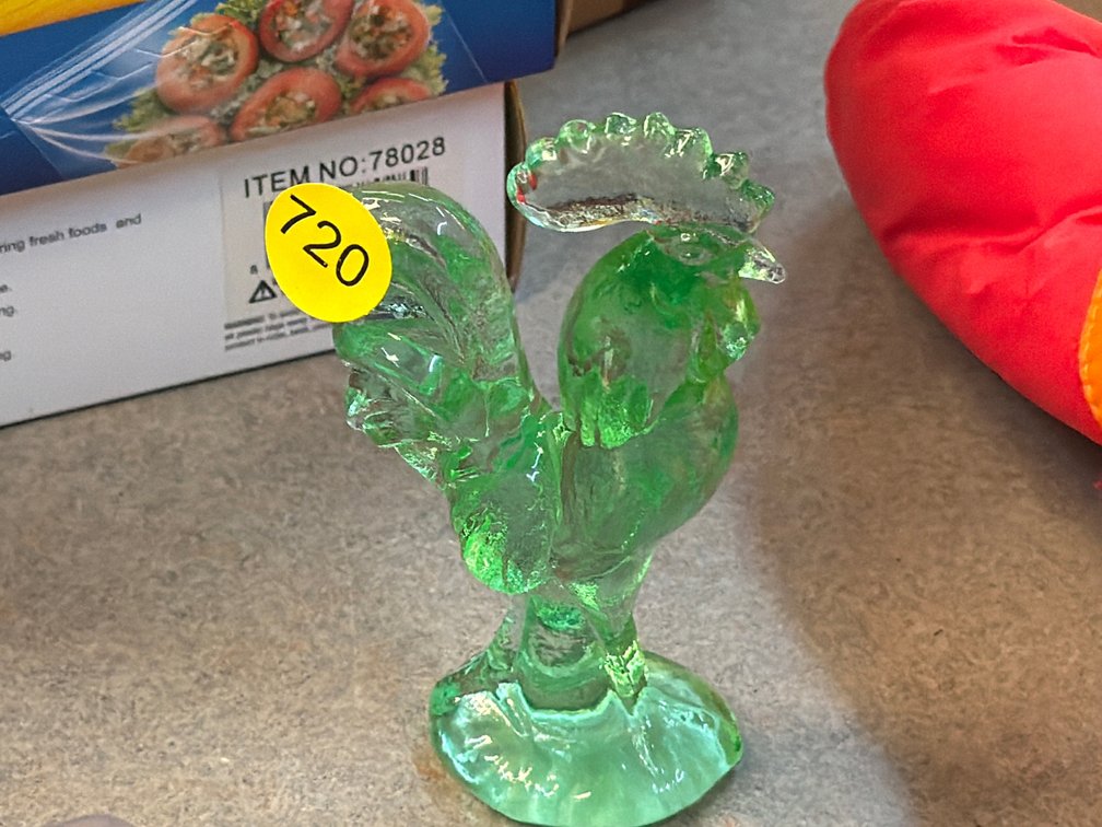 GREEN GLASS ROOSTER