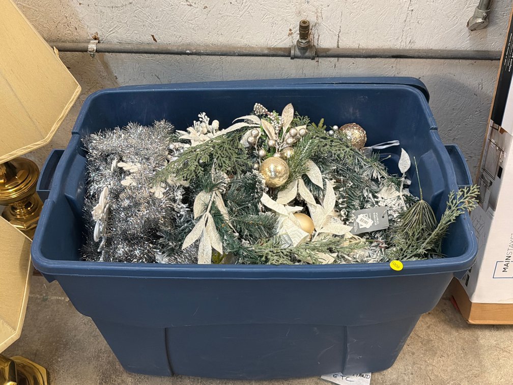 TOTE OF CHRISTMAS DECOR