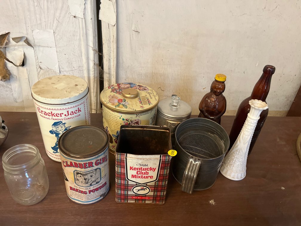 VINTAGE TINS, SIFTER, ETC.