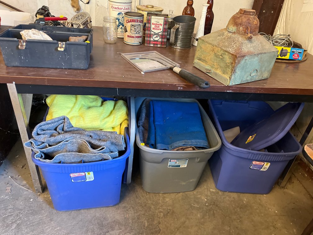 THREE TOTES WITH VARIOUS BLANKETS
