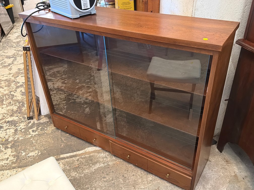 MID CENTURY SLIDING DOOR BOOKCASE