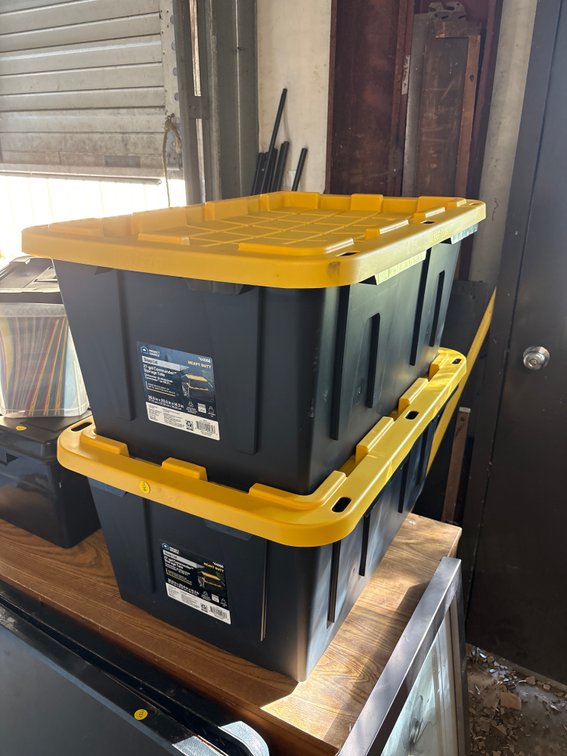 2 PLASTIC STORAGE TOTES