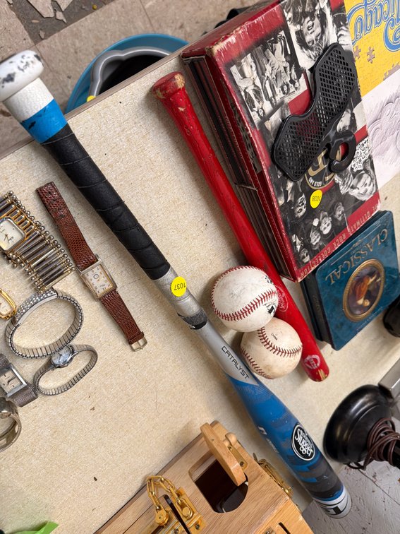 BASEBALL BAT, BALLS, LOUISVILLE SLUGGER MINI WOODEN BAT