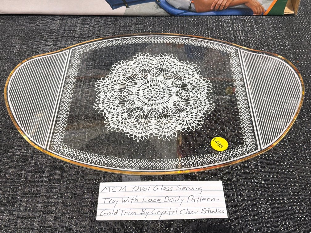 MCM OVAL GLASS SERVING TRAY