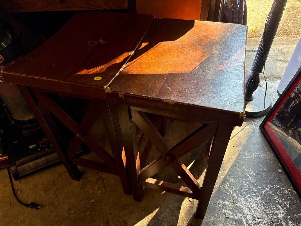 PAIR OF WOODEN STOOLS