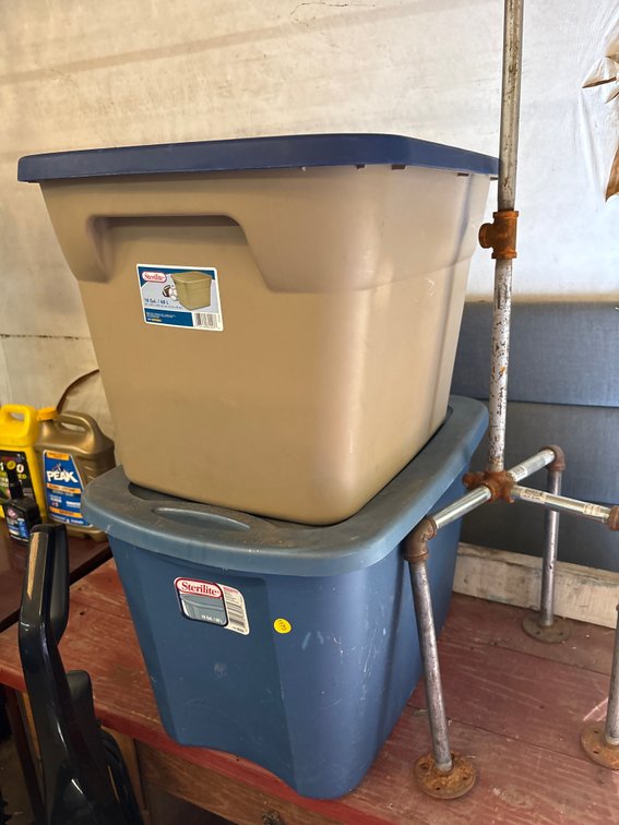 2 PLASTIC STORAGE TOTES