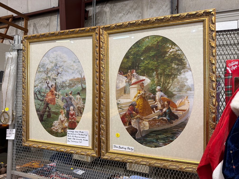 2 VINTAGE OVAL FRAMED PRINTS