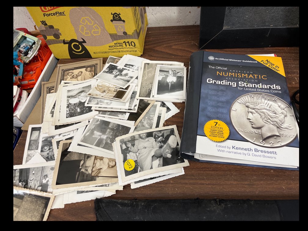 COIN GRADE BOOK, VINTAGE PHOTOS, MICROPHONES