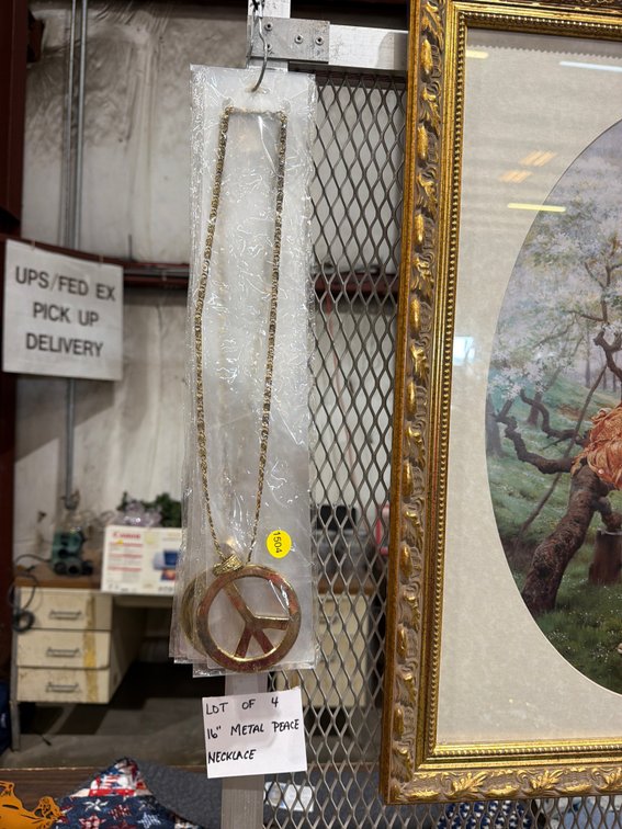 (4) 16” METAL PEACE NECKLACES