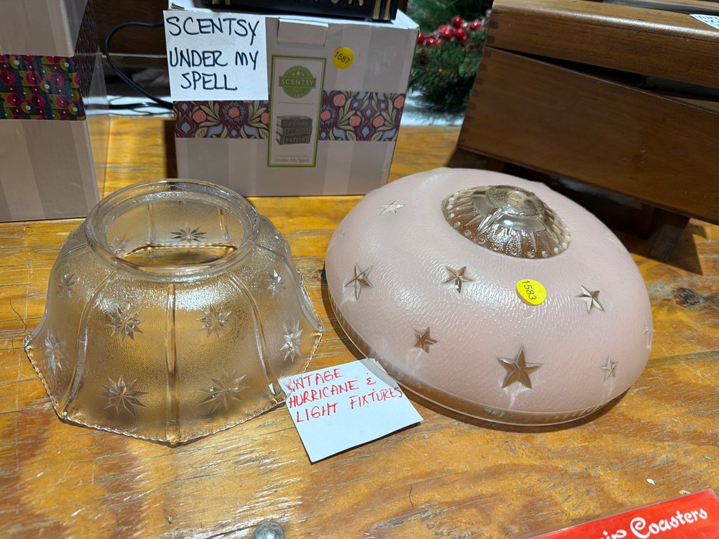 VINTAGE HURRICANE AND LIGHT FIXTURES