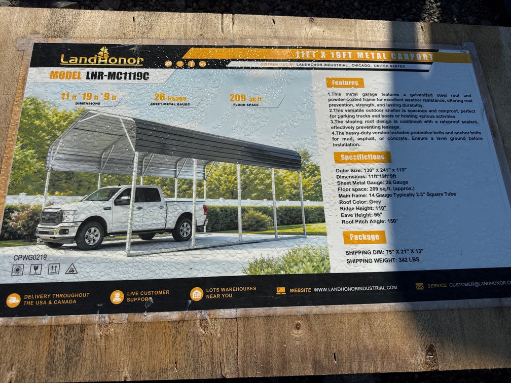 11’x19’ METAL CARPORT
