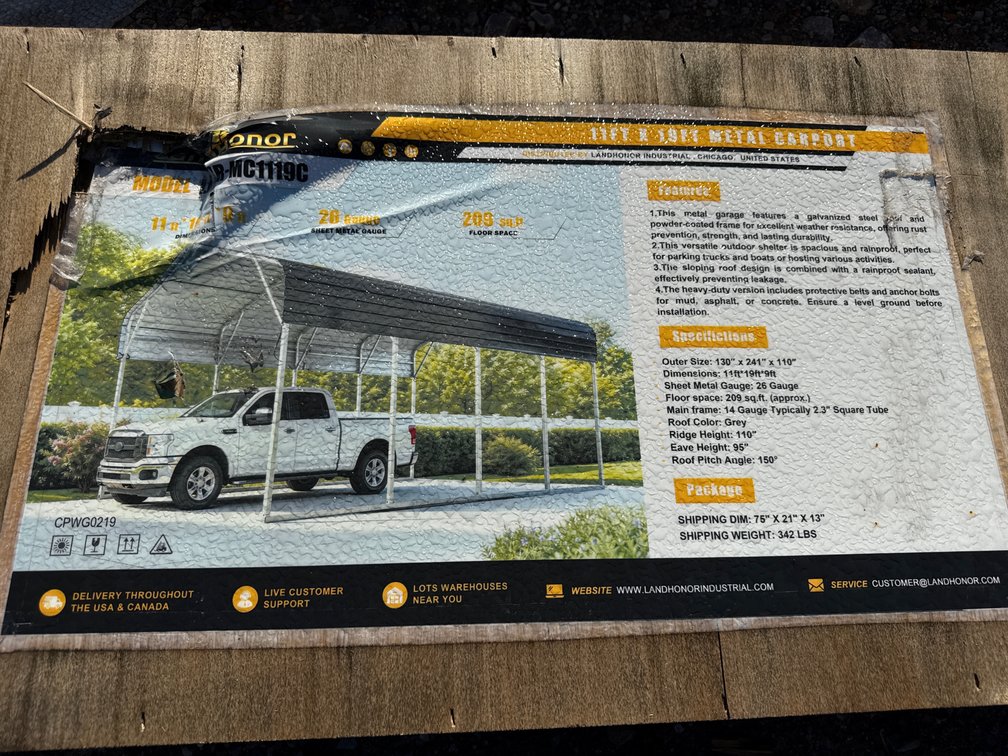 11’x19’ METAL CARPORT
