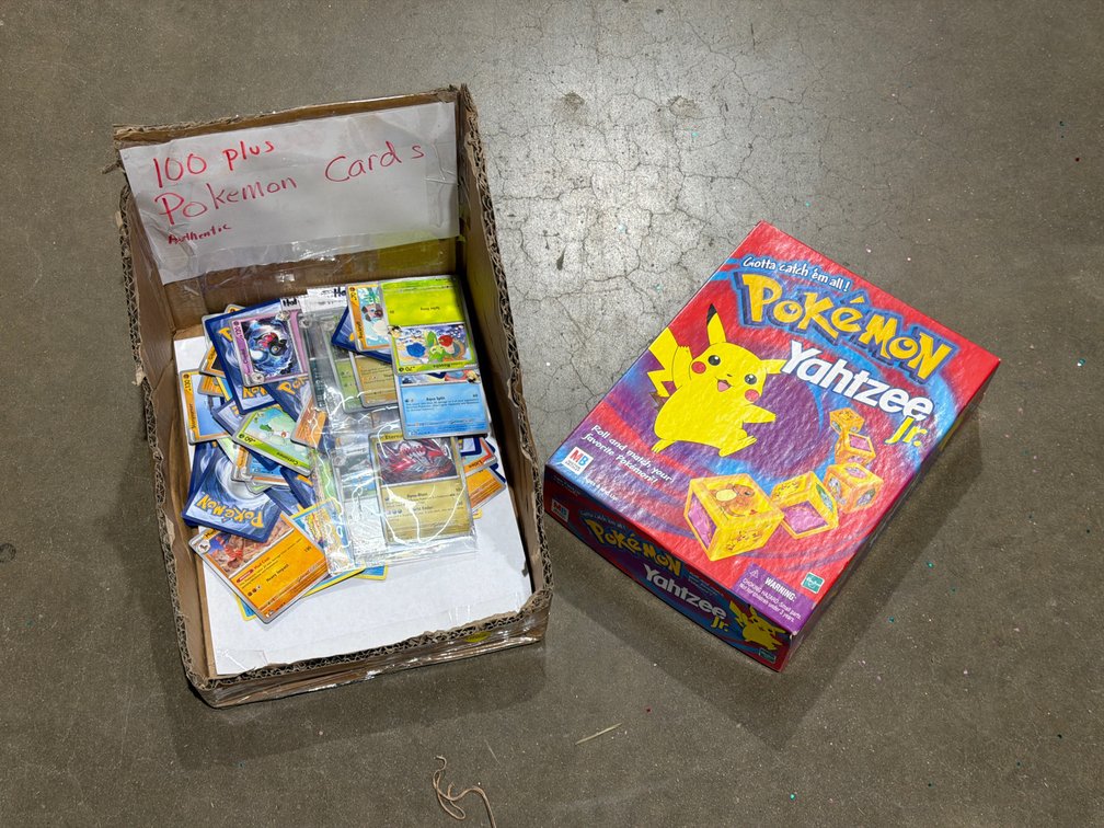 100+ POKEMON CARDS AND POKEMON YAHTZEE GAME
