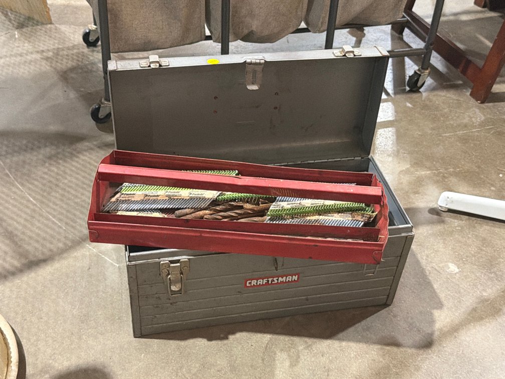 SMALL CRAFTSMAN TOOL BOX WITH DRILL BITS