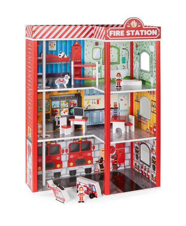 BEST CHOICE 32” 3 STORY WOODEN FIRE STATION